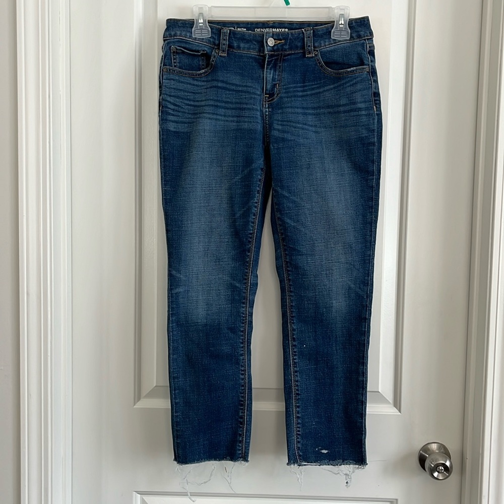 Denver Hayes midrise raw edge boyfriend jeans size 4